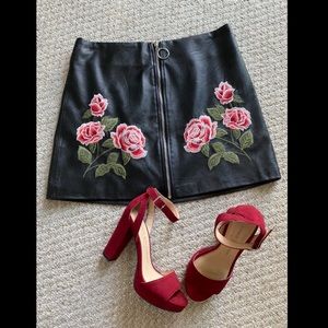 Faux Leather Rose Skirt